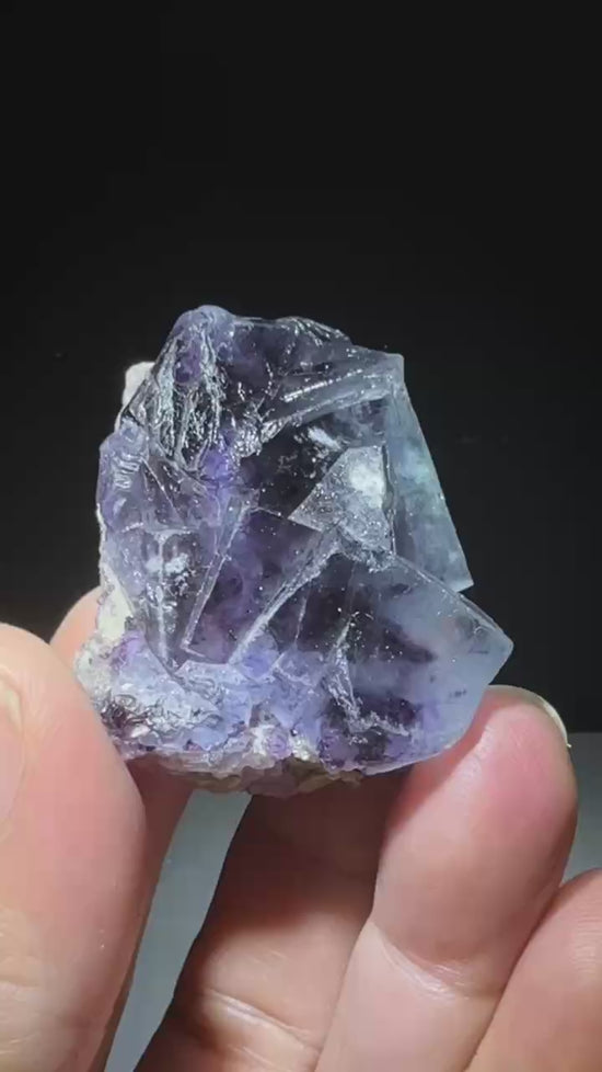 1.45 oz Purple Cubic Fluorite with Calcite Mineral Specimen -15