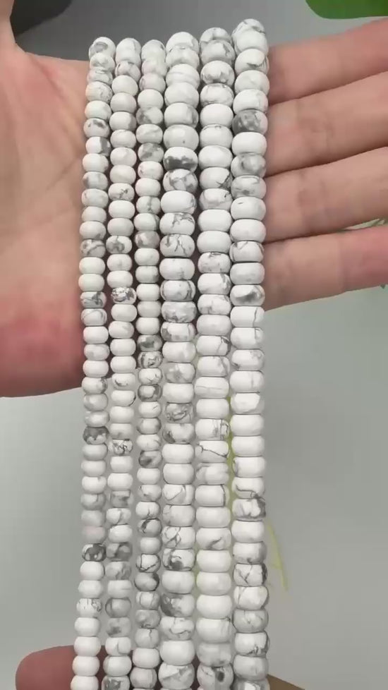 White Howlite Smooth Rondelle Beads Jewelry Making Size 4x6mm 5x8mm 15.5" Strand