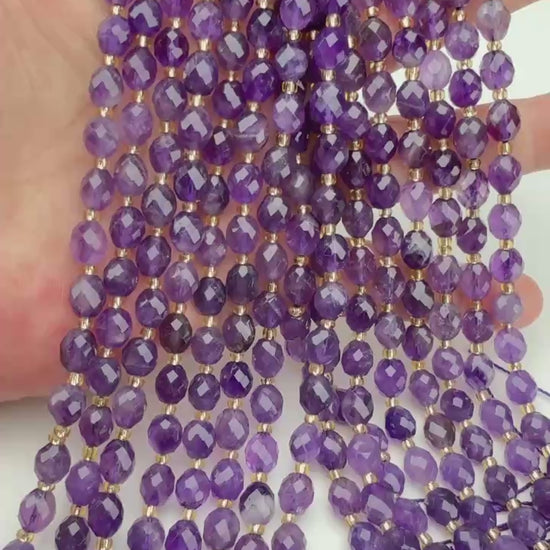 Amethyst Faceted Rice Barrel Beads