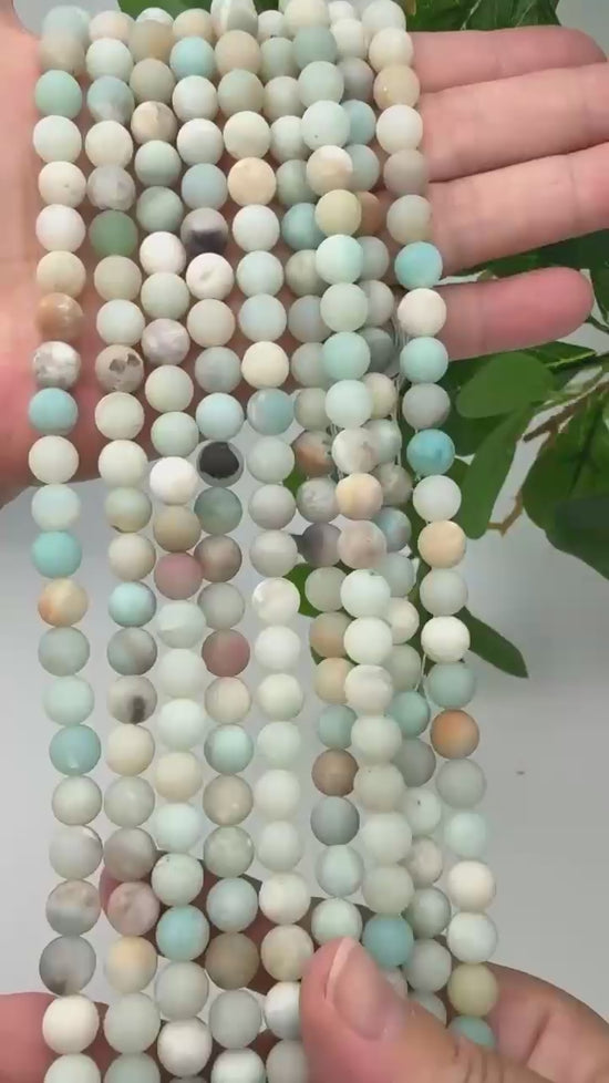Multi-Color Amazonite Matte Round Beads 4mm 6mm 8mm 10mm Jewelry Making 15 Inch Strand
