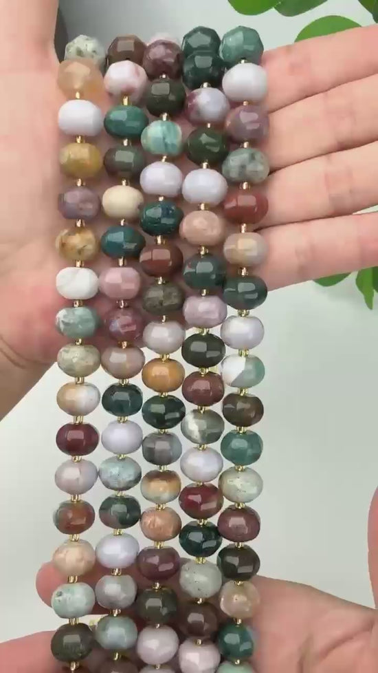 Indian Agate Smooth Pumpkin Rondelle Beads Jewelry Making Size 12x8mm 15" Strand