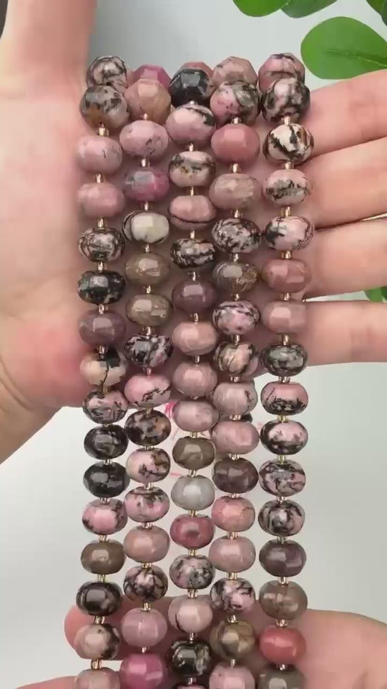 Rhodonite Pumpkin Rondelle Beads Jewelry Making Size 12x8mm 15" Strand