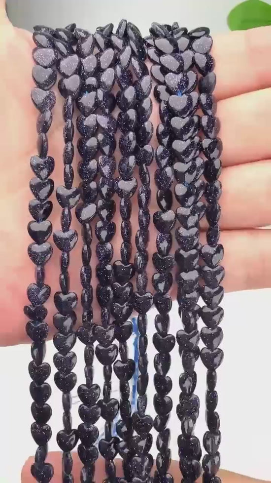 Blue Sandstone Heart Beads