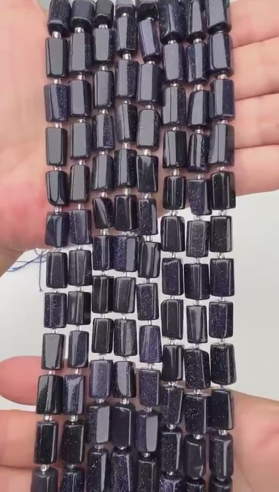 Blue Sandstone Faceted Tube Beads Size 12x8mm Jewelry Making 15.5 Inch Strand