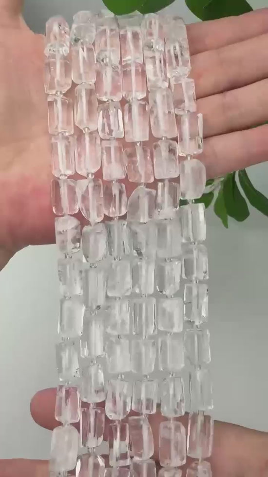 Clear Quartz Faceted Tube Beads Size 14x9mm Jewelry Making 15.5 Inch Strand