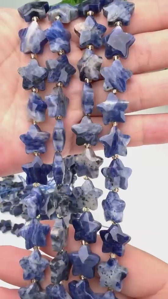Blue Sodalite Faceted Star Beads Size 14mm Jewelry Making 15.5 Inch Strand