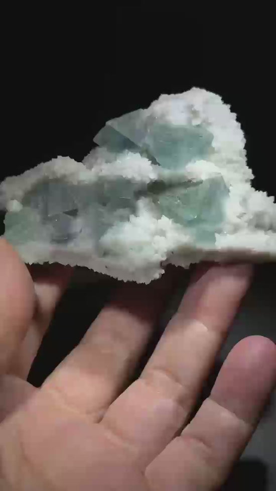 2.96 oz Green Cubic Fluorite with White Sugary White Quartz Mineral Specimen-19