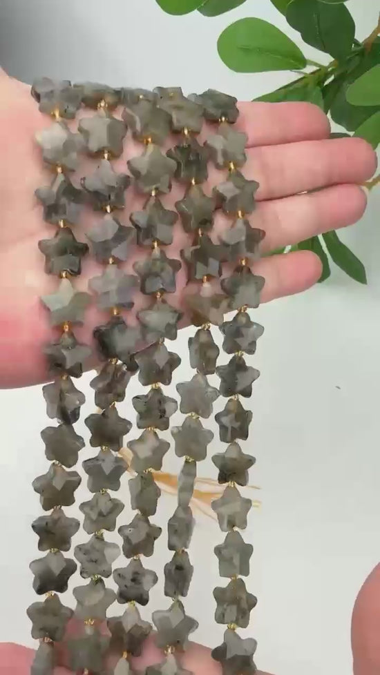 Gray Labradorite Faceted Star Beads Size 14mm Jewelry Making 15.5 Inch Strand