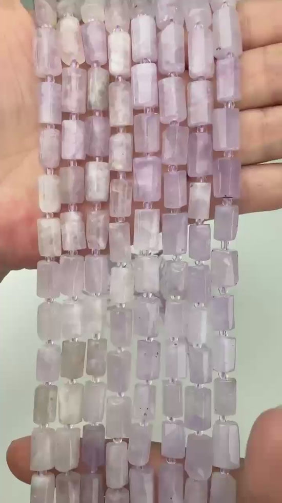 Purple Jade Faceted Tube Beads Size 12x8mm Jewelry Making 15.5 Inch Strand