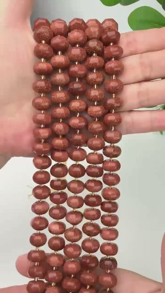 Gold Sandstone Pumpkin Rondelle Beads Jewelry Making Size 12x8mm 15" Strand