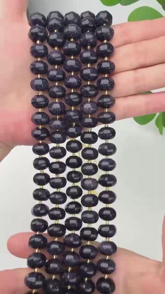 Blue Sandstone Pumpkin Rondelle Beads Jewelry Making Size 12x8mm 15" Strand