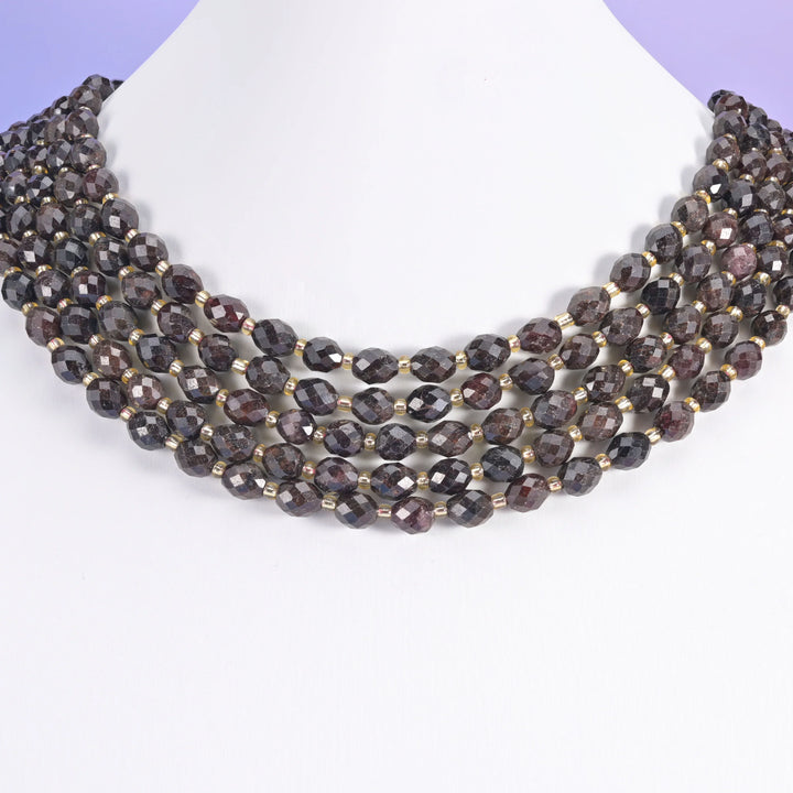 Red Garnet Faceted Rice Barrel Beads