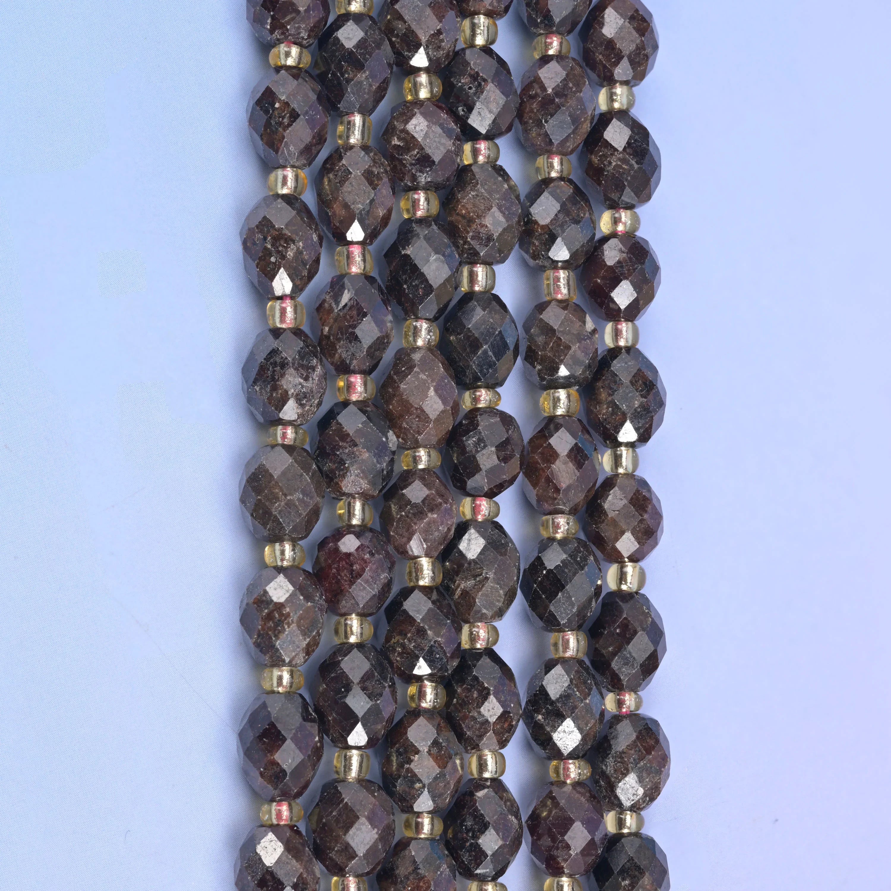 Red Garnet Faceted Rice Barrel Beads