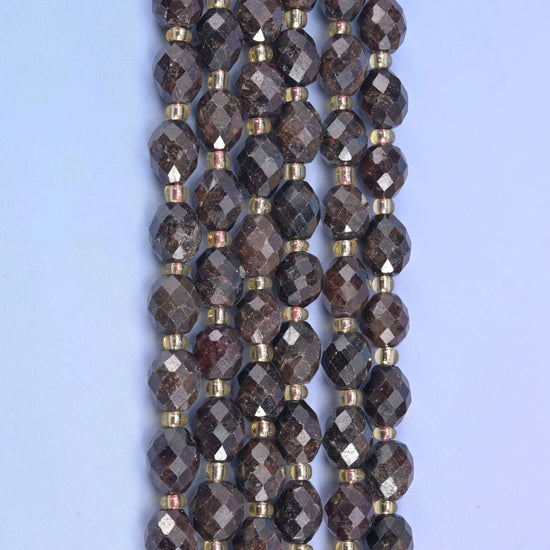 Red Garnet Faceted Rice Barrel Beads