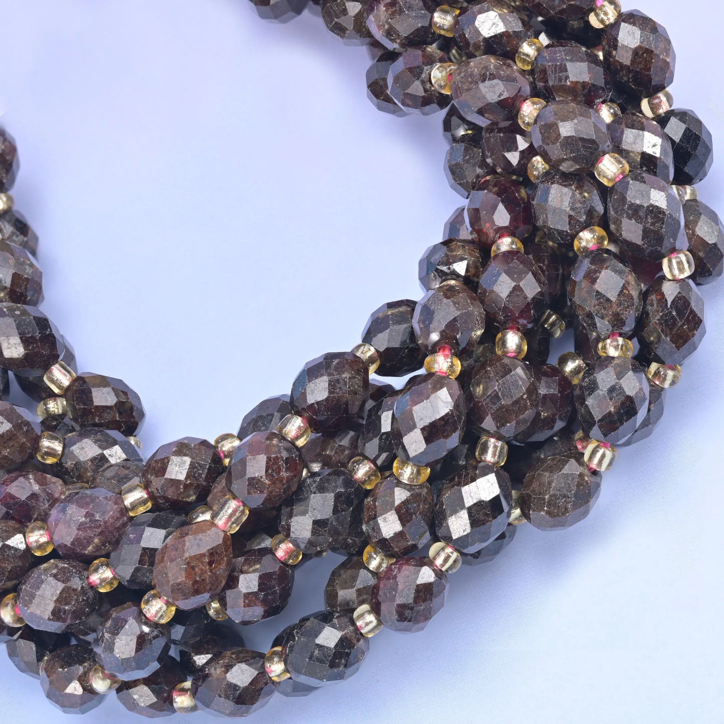 Red Garnet Faceted Rice Barrel Beads