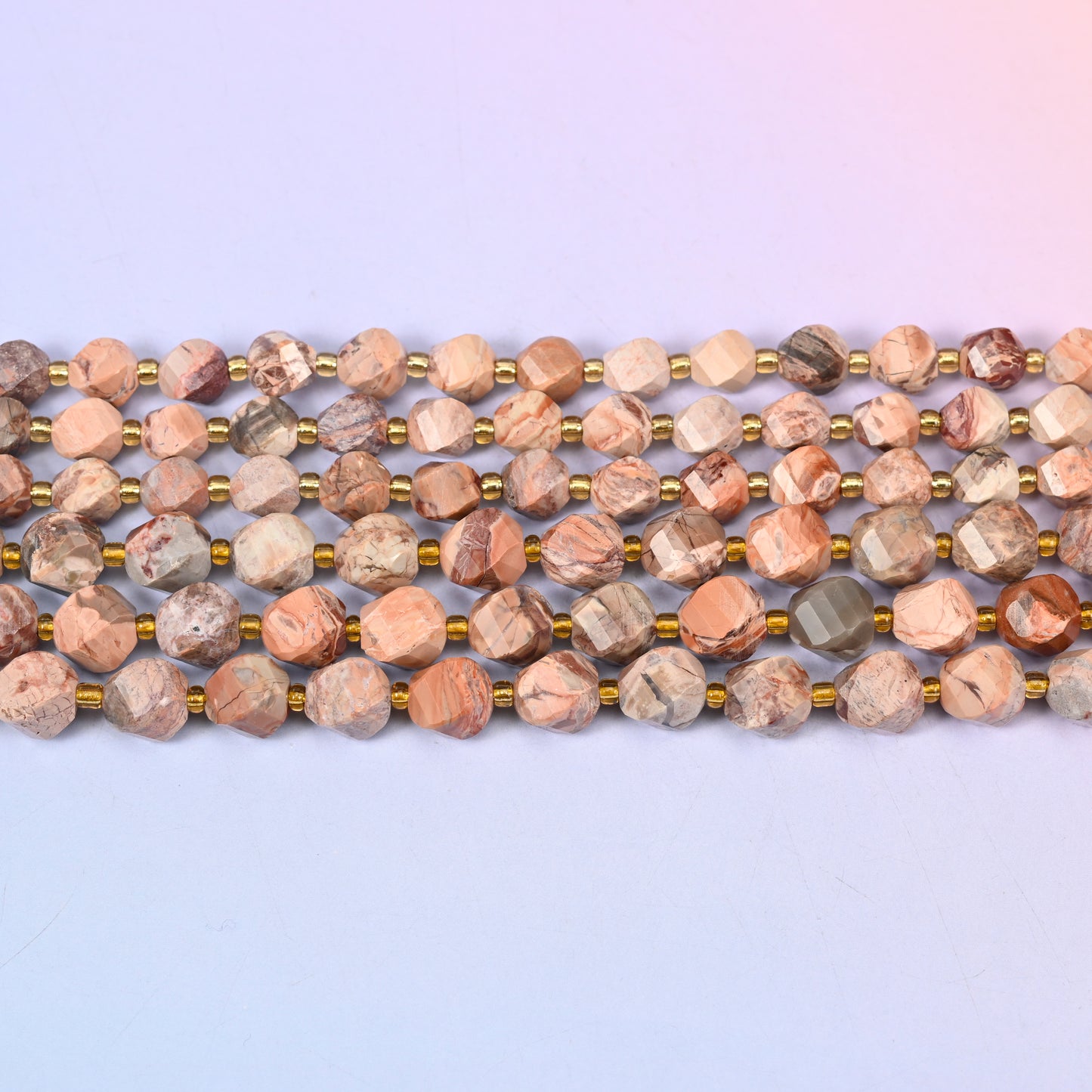 Red Howlite Faceted Spiral Twist Beads: Size 8mm 10mm, Jewelry Making, 15 inch Strand