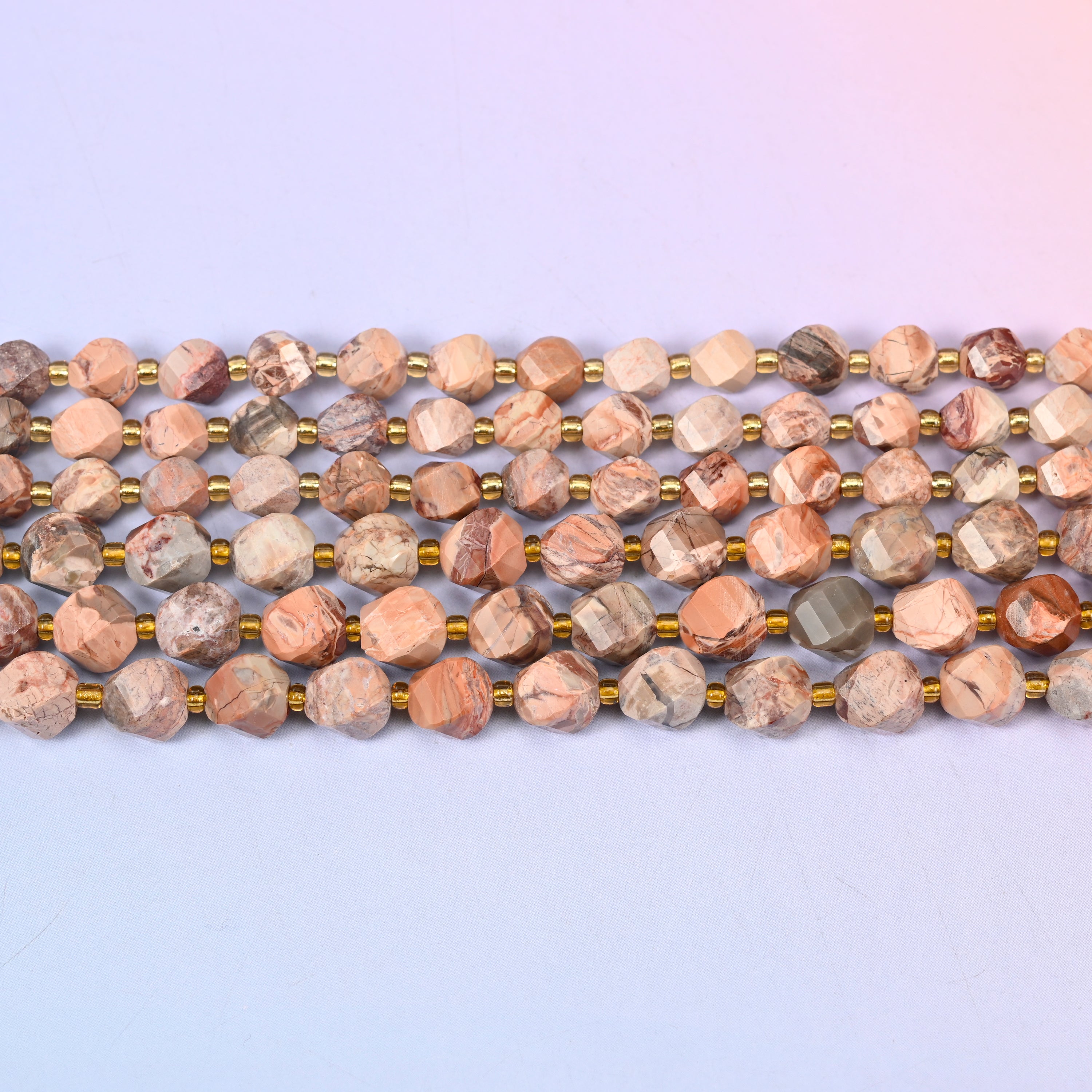 Red Howlite Faceted Spiral Twist Beads: Size 8mm 10mm, Jewelry Making, 15 inch Strand