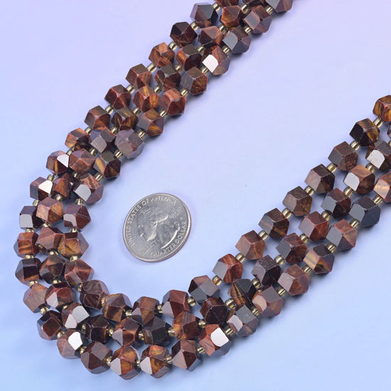 Diamond Rhombus Faceted 8 Sides Beads - Size 10mm - Jewelry Making - 15.5 Inches Strand Length - S7 - Mycrazycrystal