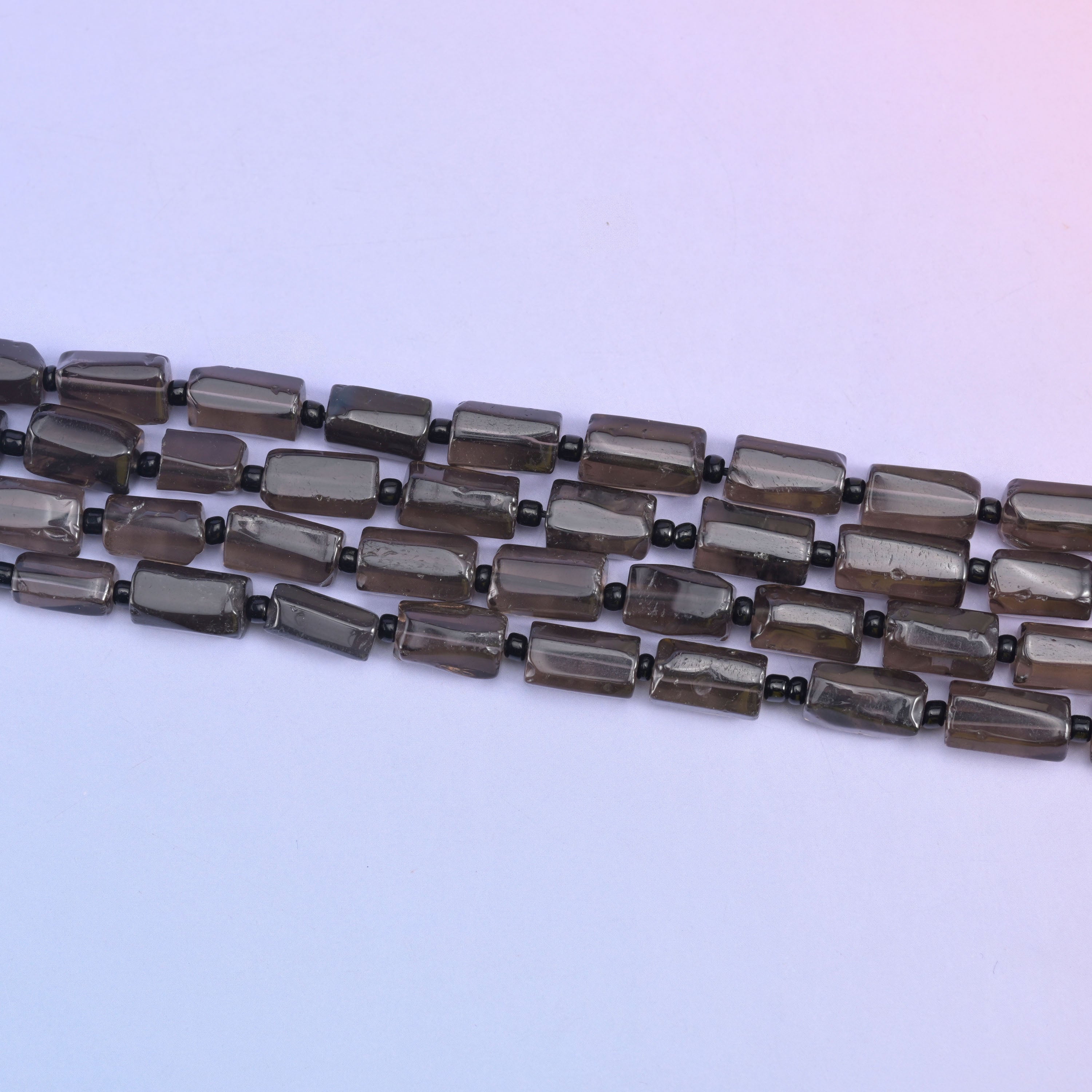 Smoky Quartz Faceted Tube Beads Size 12x8mm Jewelry Making 15.5 Inch Strand