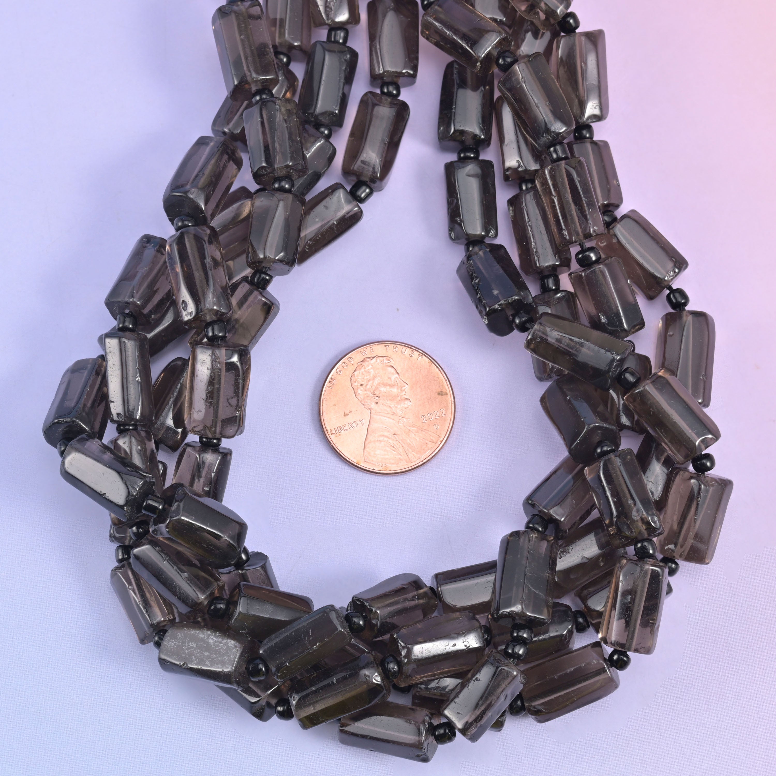 Smoky Quartz Faceted Tube Beads Size 12x8mm Jewelry Making 15.5 Inch Strand