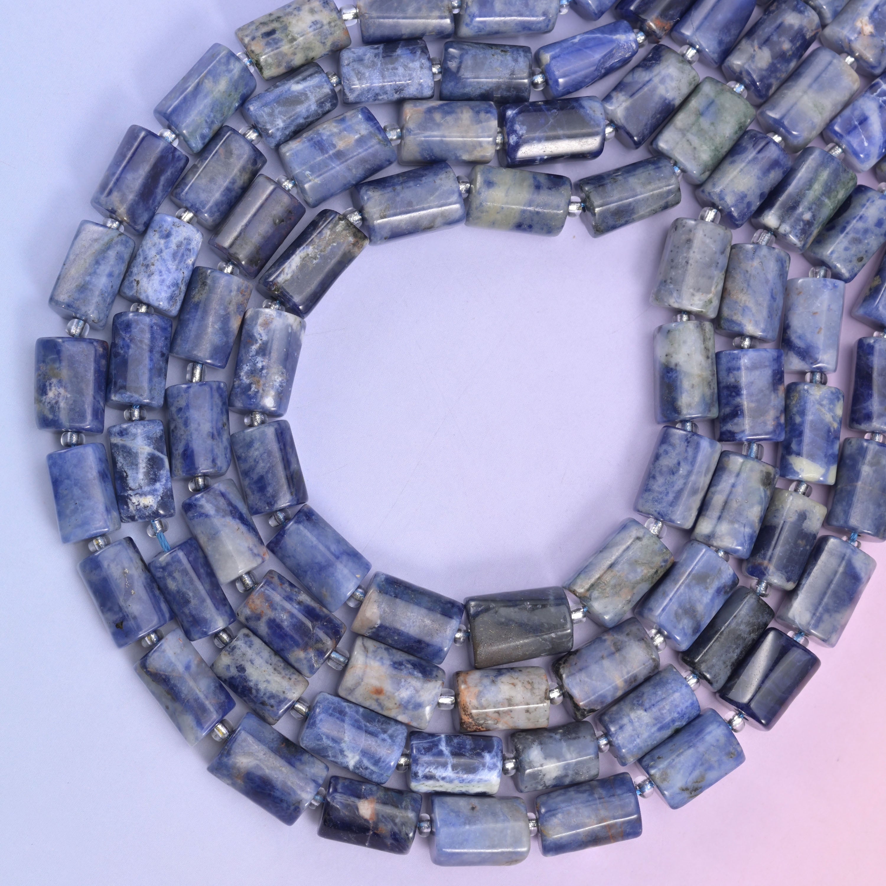 Sodalite Faceted Tube Beads Size 12x8mm Jewelry Making 15.5 Inch Strand