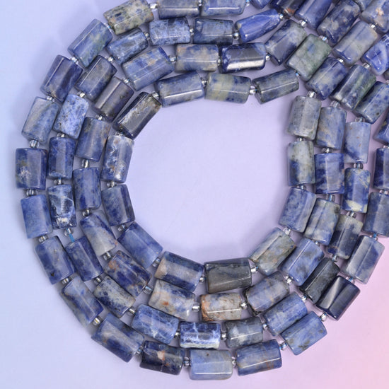 Sodalite Faceted Tube Beads Size 12x8mm Jewelry Making 15.5 Inch Strand
