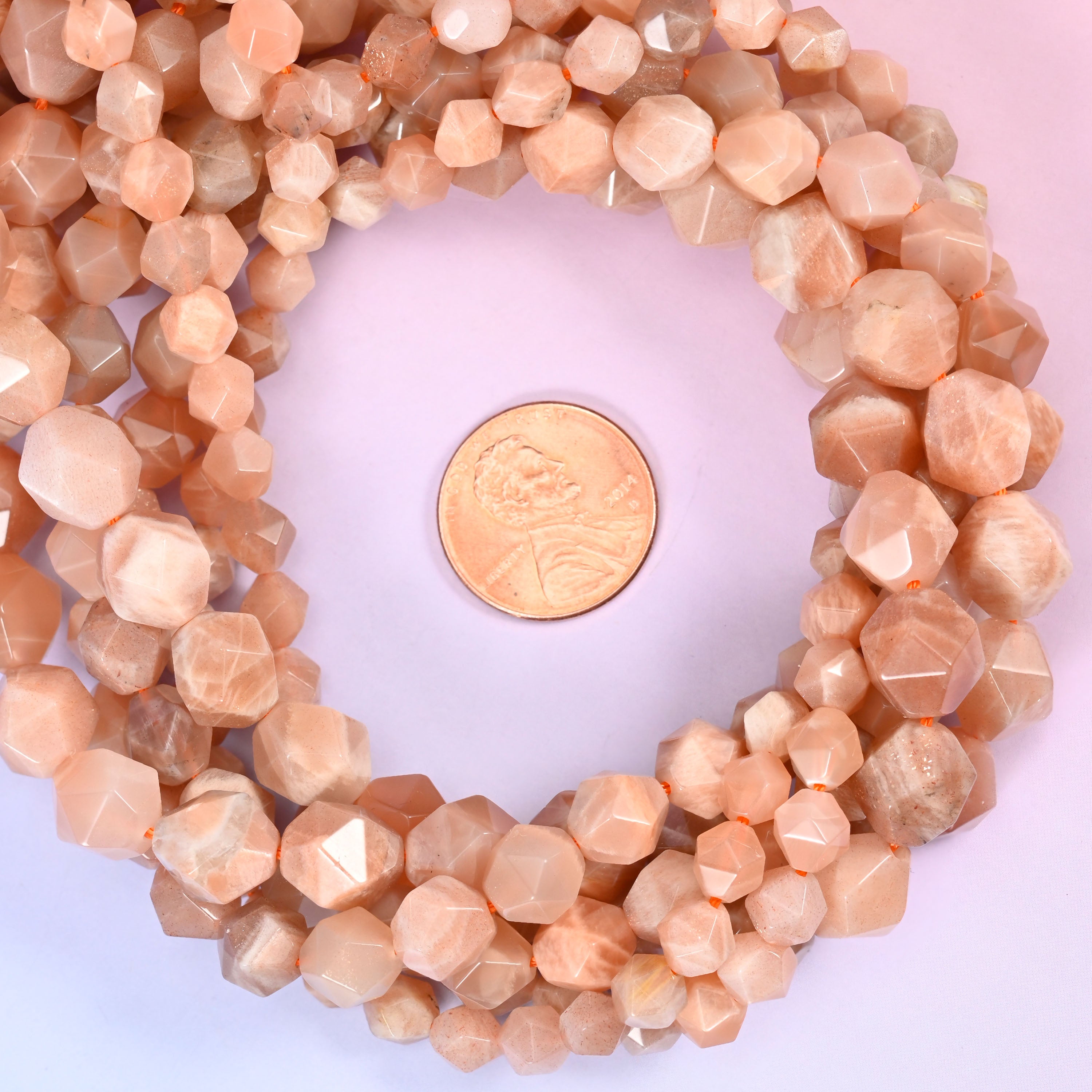 Sunstone Diamond Star Cut Beads 6mm, 8mm, 10mm Jewelry Making 15.5 Inch Strand