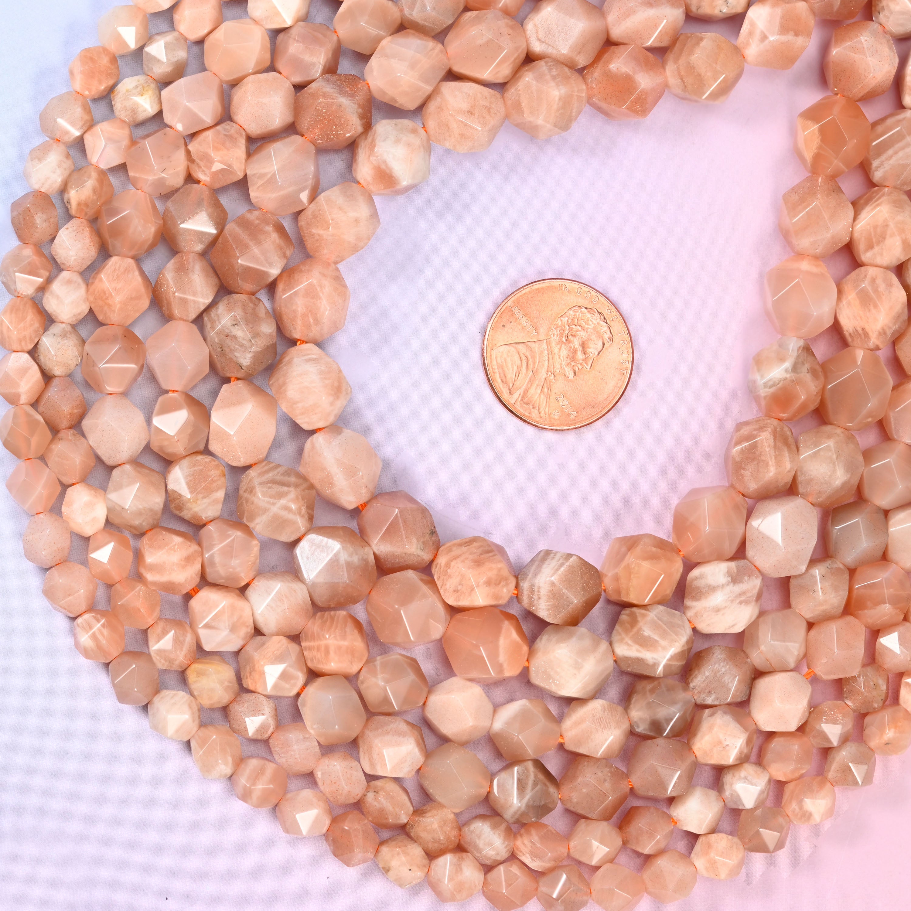 Sunstone Diamond Star Cut Beads 6mm, 8mm, 10mm Jewelry Making 15.5 Inch Strand