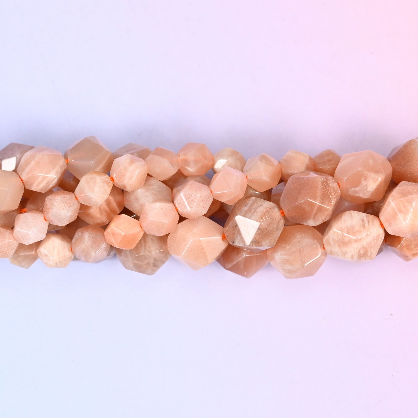 Sunstone Diamond Star Cut Beads 6mm, 8mm, 10mm Jewelry Making 15.5 Inch Strand