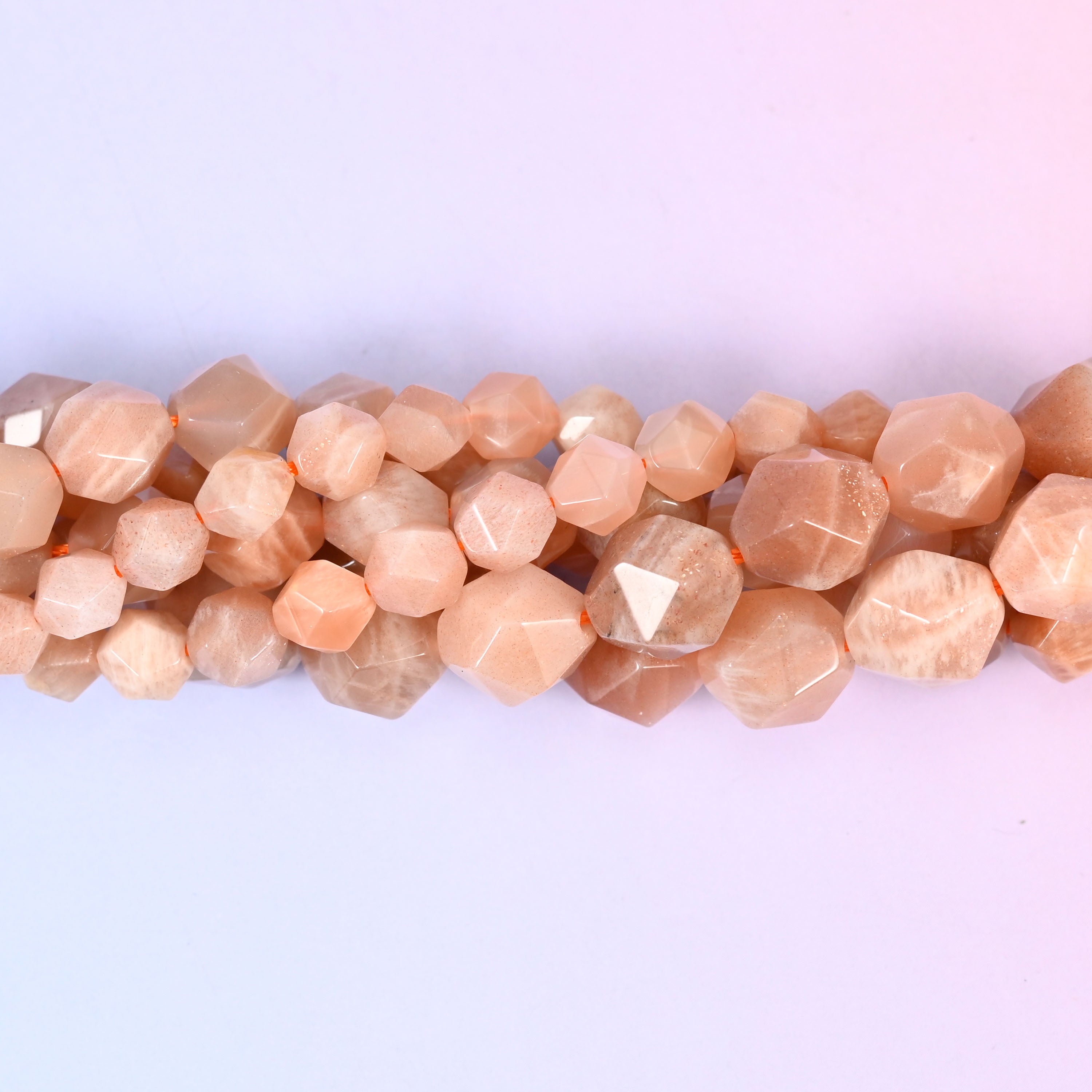 Sunstone Diamond Star Cut Beads 6mm, 8mm, 10mm Jewelry Making 15.5 Inch Strand
