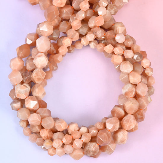 Sunstone Diamond Star Cut Beads 6mm, 8mm, 10mm Jewelry Making 15.5 Inch Strand