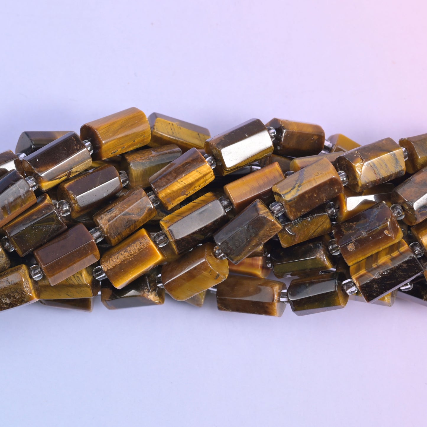 Tiger Eye Faceted Tube Beads Size 12x8mm Jewelry Making 15.5 Inch Strand