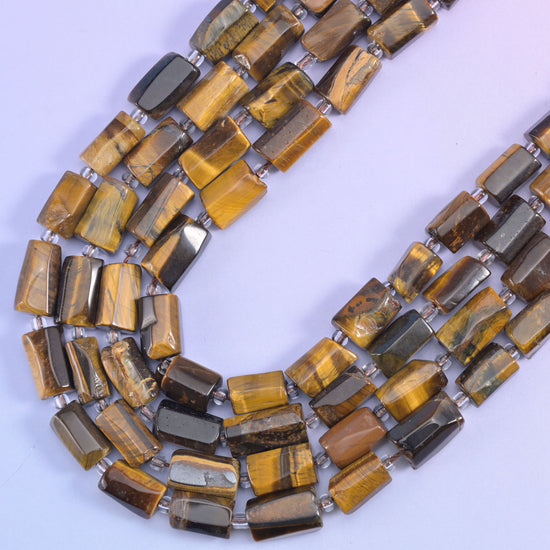 Tiger Eye Faceted Tube Beads Size 12x8mm Jewelry Making 15.5 Inch Strand