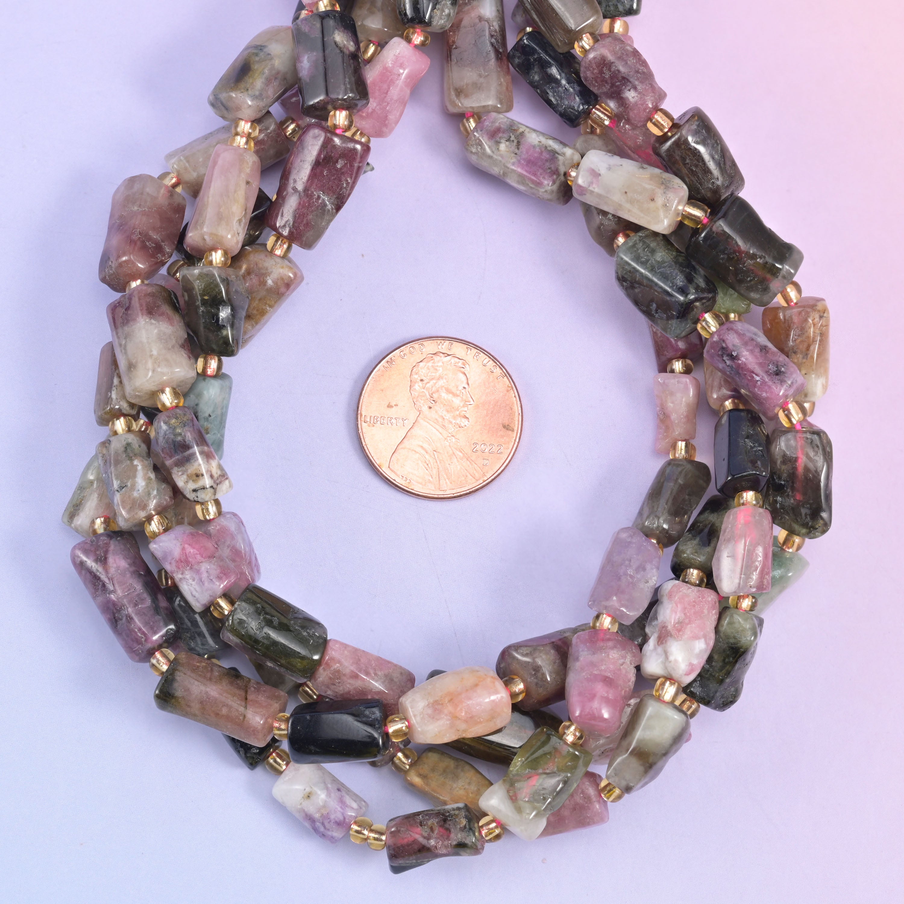 Tourmaline Faceted Tube Beads Size Varies Jewelry Making 15.5 Inch Strand