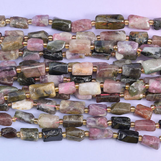 Tourmaline Faceted Tube Beads Size Varies Jewelry Making 15.5 Inch Strand