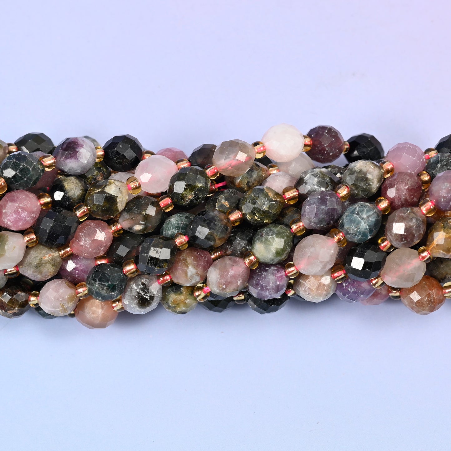 Multi-Color Tourmaline Faceted Rice Barrel Beads Size 6x8mm Jewelry Making 15.5" Strand