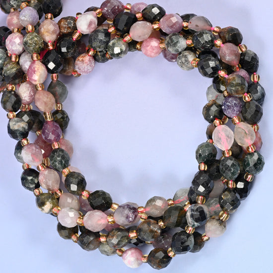 Multi-Color Tourmaline Faceted Rice Barrel Beads Size 6x8mm Jewelry Making 15.5" Strand