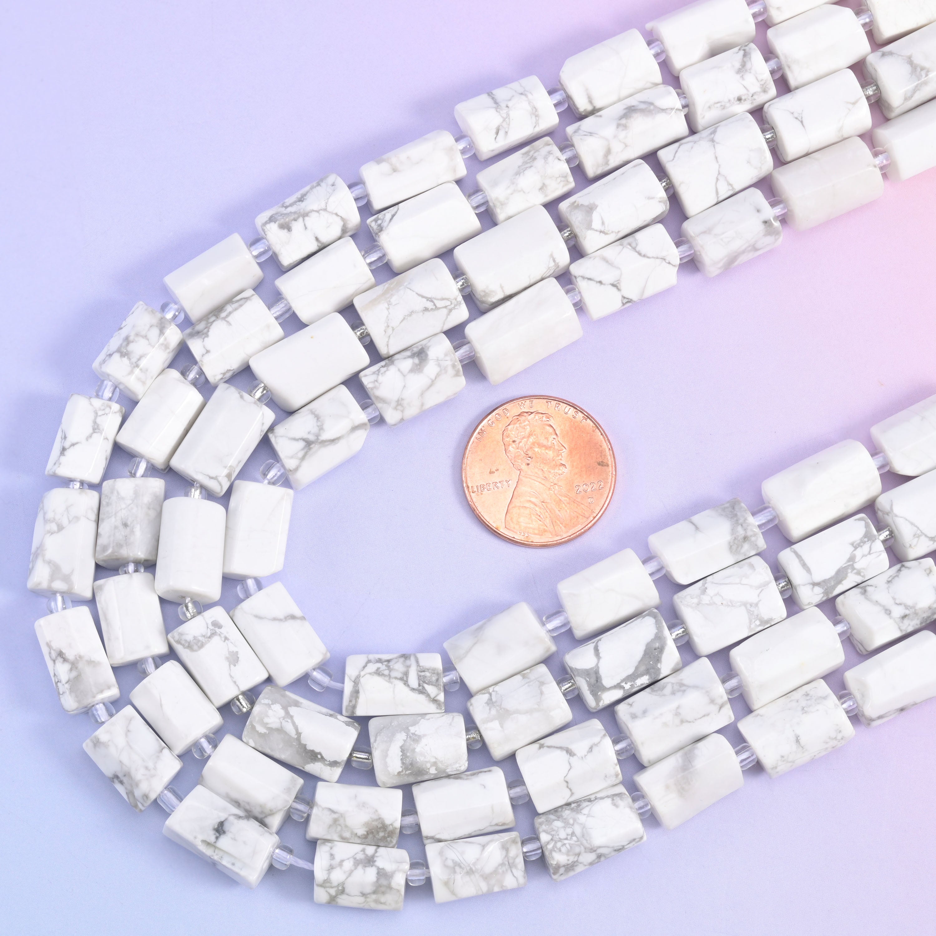 White Howlite Faceted Tube Beads Size 12x8mm Jewelry Making 15.5 Inch Strand