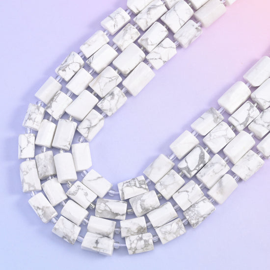 White Howlite Faceted Tube Beads Size 12x8mm Jewelry Making 15.5 Inch Strand