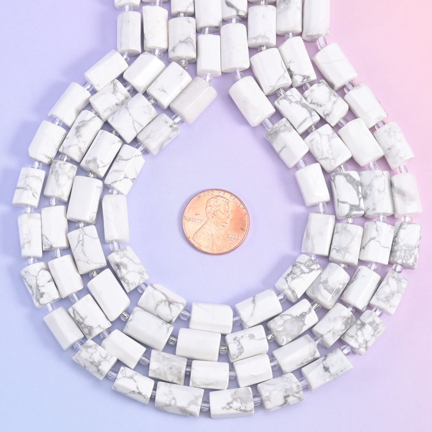 White Howlite Faceted Tube Beads Size 12x8mm Jewelry Making 15.5 Inch Strand