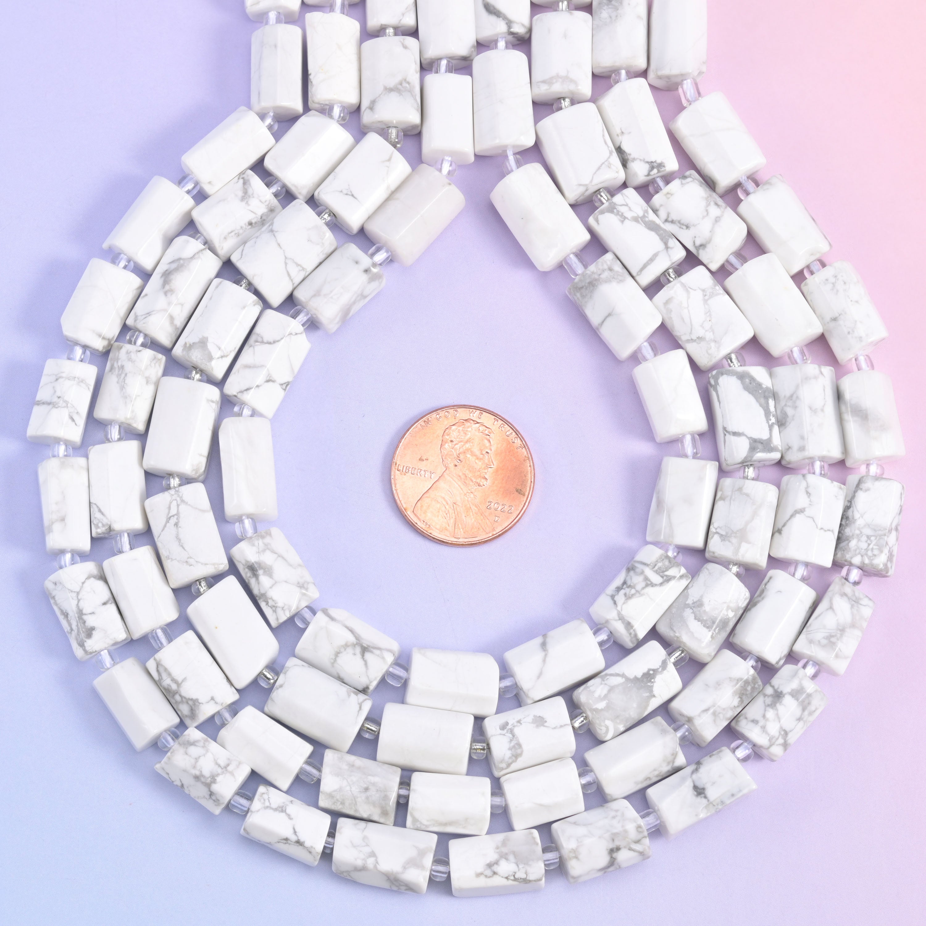 White Howlite Faceted Tube Beads Size 12x8mm Jewelry Making 15.5 Inch Strand