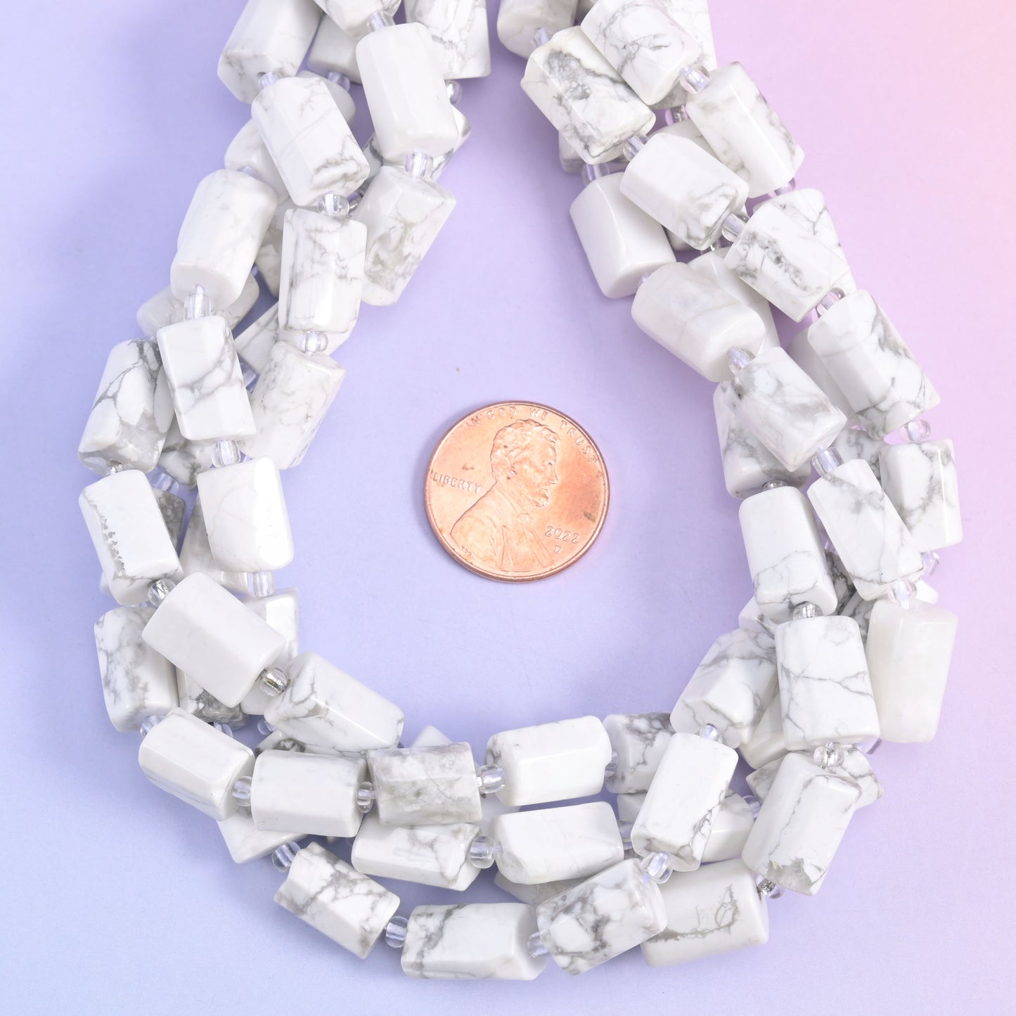 White Howlite Faceted Tube Beads Size 12x8mm Jewelry Making 15.5 Inch Strand