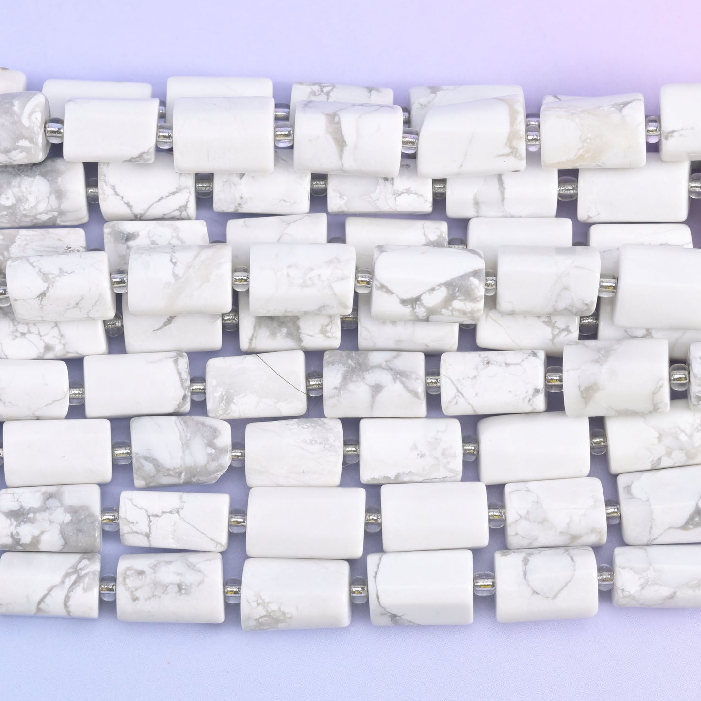 White Howlite Faceted Tube Beads Size 12x8mm Jewelry Making 15.5 Inch Strand