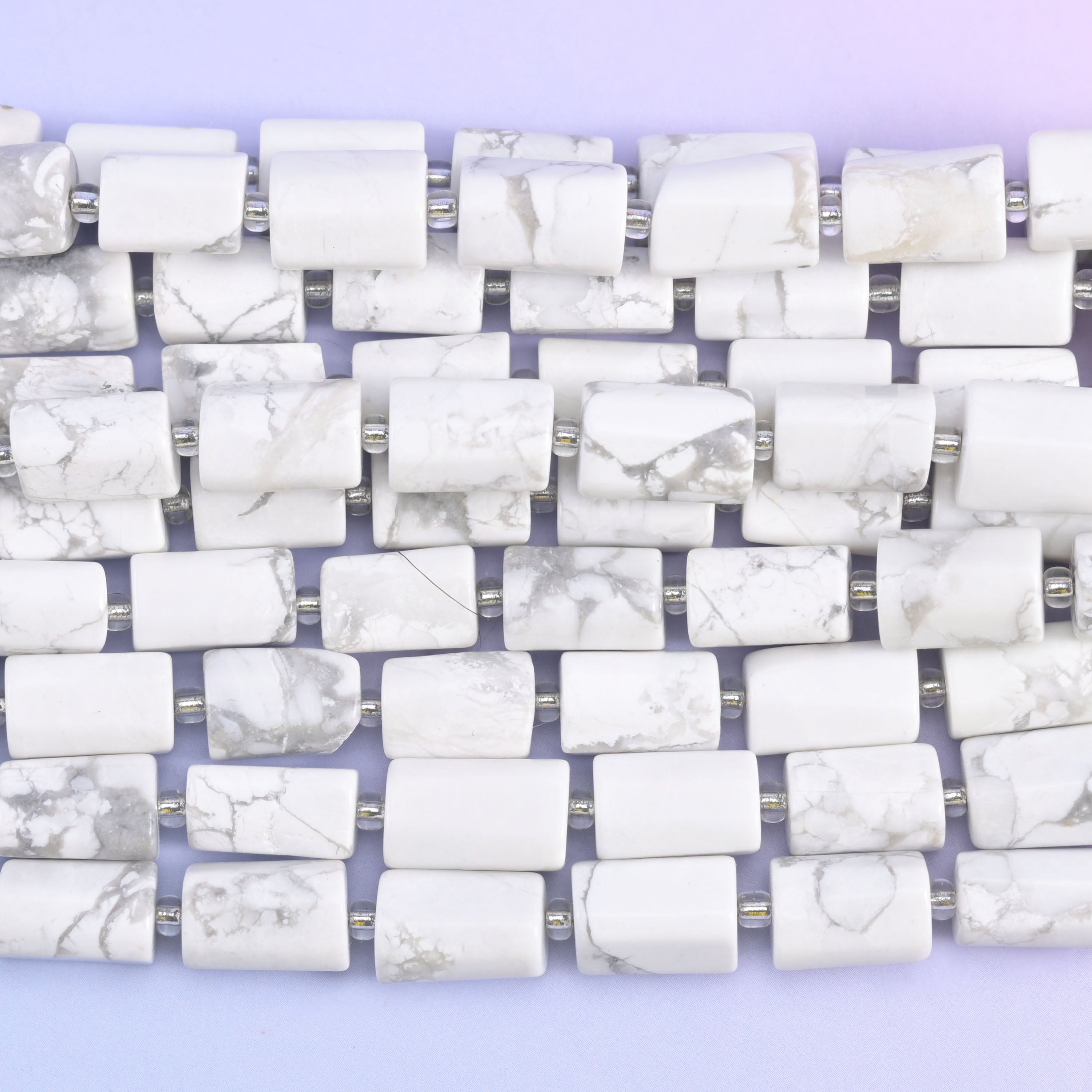 White Howlite Faceted Tube Beads Size 12x8mm Jewelry Making 15.5 Inch Strand