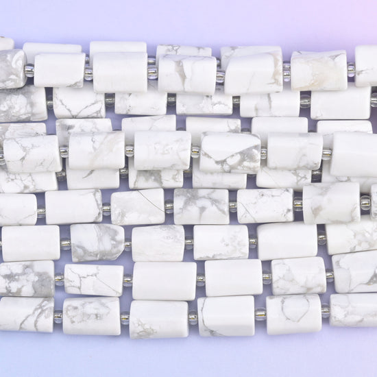 White Howlite Faceted Tube Beads Size 12x8mm Jewelry Making 15.5 Inch Strand