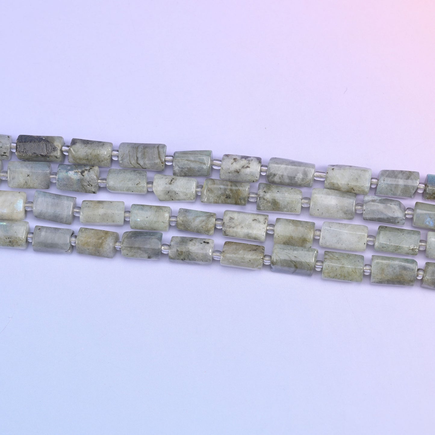 White Labradorite Faceted Tube Beads Size 12x8mm Jewelry Making 15.5 Inch Strand