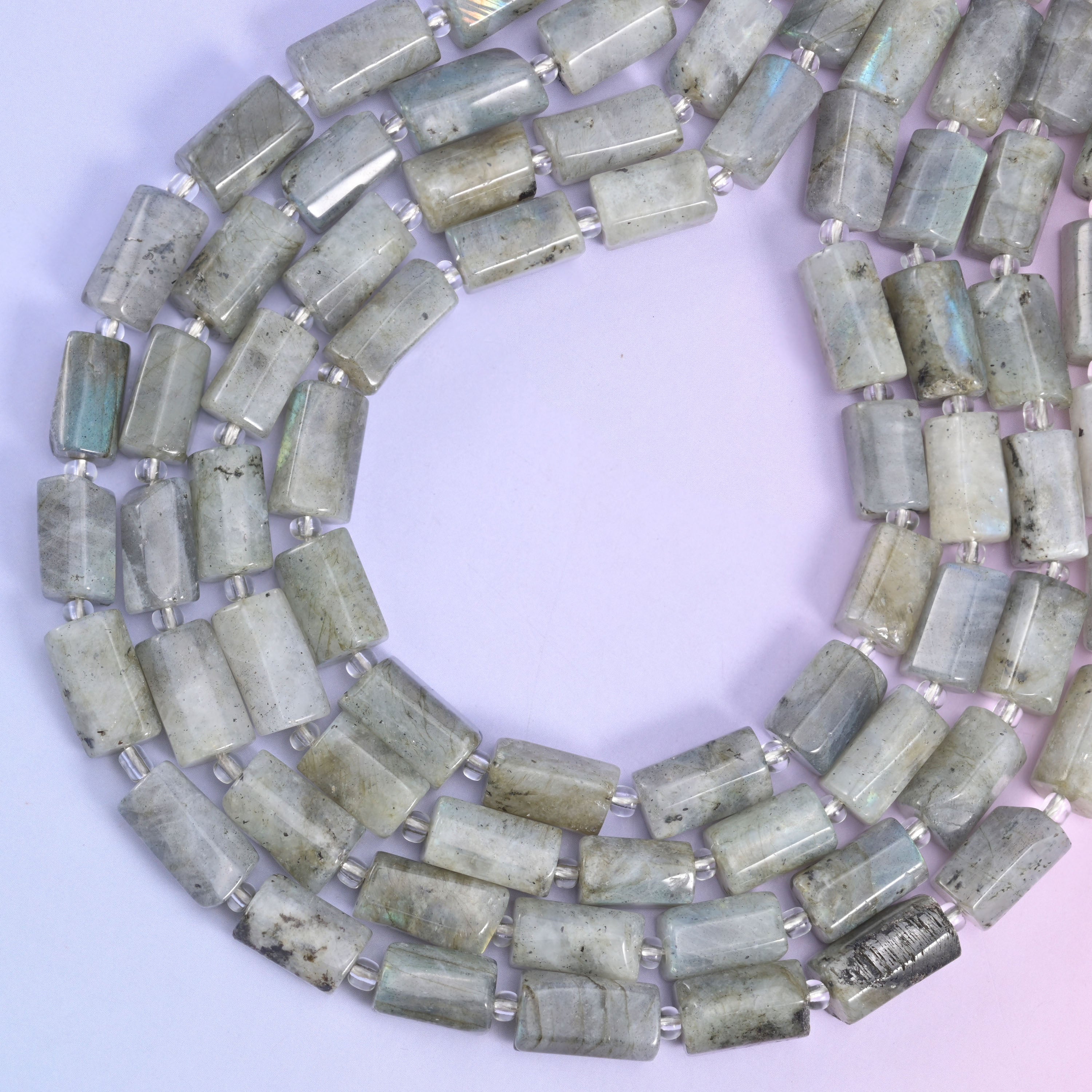 White Labradorite Faceted Tube Beads Size 12x8mm Jewelry Making 15.5 Inch Strand