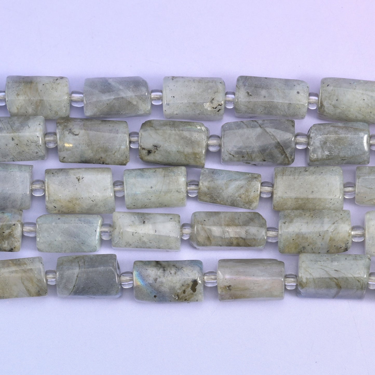 White Labradorite Faceted Tube Beads Size 12x8mm Jewelry Making 15.5 Inch Strand