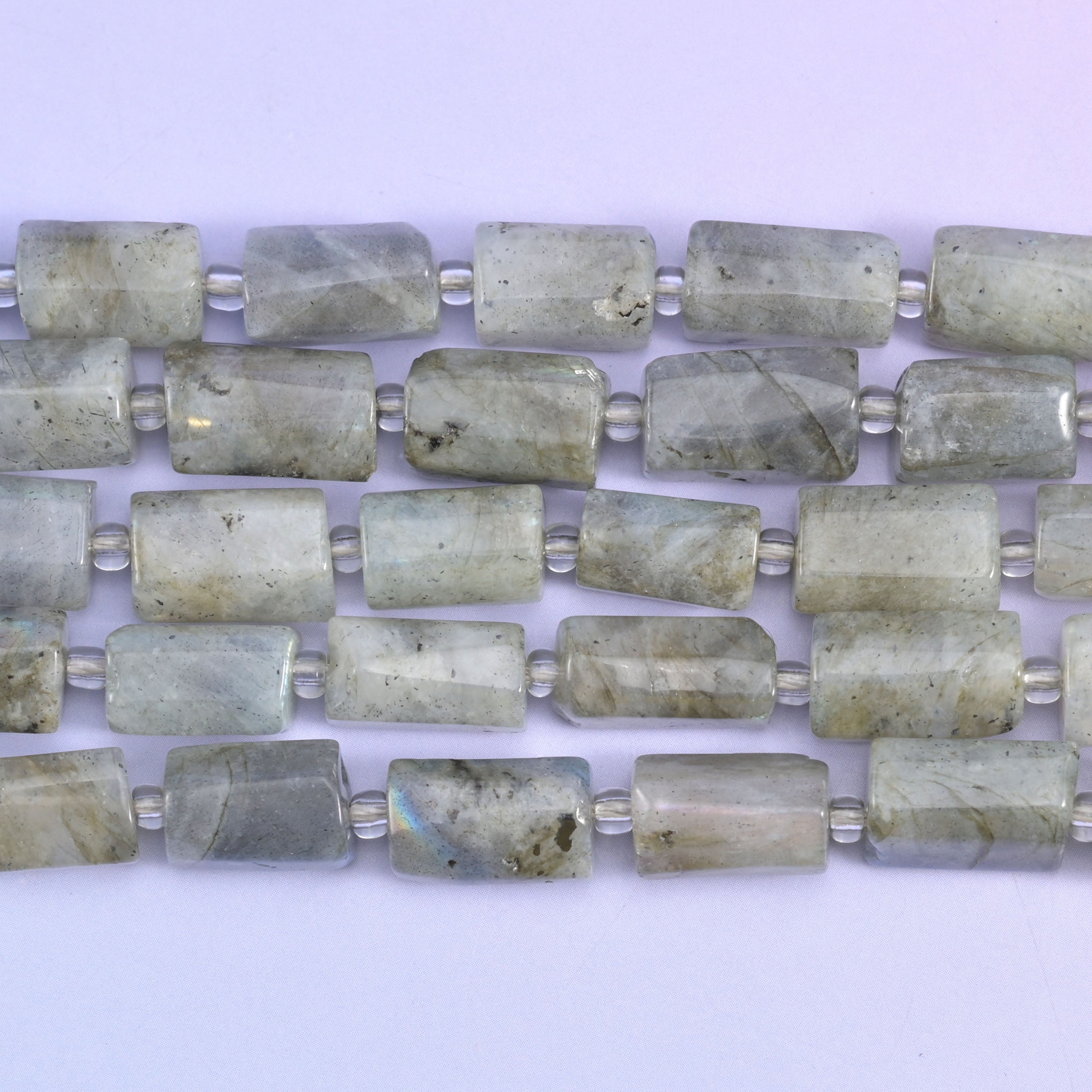 White Labradorite Faceted Tube Beads Size 12x8mm Jewelry Making 15.5 Inch Strand