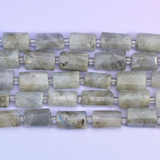 White Labradorite Faceted Tube Beads Size 12x8mm Jewelry Making 15.5 Inch Strand